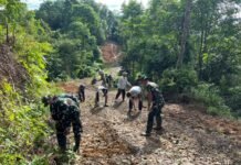 Gotong Royong TMMD 128 Kodim 0621 Kabupaten Bogor-Masyarakat Percepat Infrastruktur Desa Banyuasih